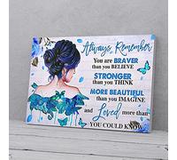 YAASIMOULE Recuerda siempre que eres más fuerte, más valiente, mariposa azul, niña con diabetes, impresiones en lienzo, arte de pared