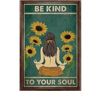 YAASIMOULE Sé amable con tu alma, girasol, yoga, yogui, Namaste, póster vintage