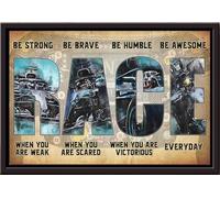 YAASIMOULE Sé fuerte, valiente, humilde, impresionante, póster de carreras diarias, lienzo mate enmarcado