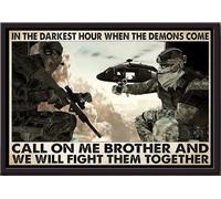 YAASIMOULE Soldados en la hora más oscura Cuando los demonios vienen, llámame, hermano, y lucharemos contra ellos juntos Póster enmarcado en lienzo mate
