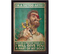 YAASIMOULE Soy un artista del tatuaje Dame un pedazo de tu piel Te partiré el alma Póster enmarcado en lienzo mate