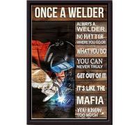 YAASIMOULE Una vez soldador, siempre como la mafia, no puedes escapar de ello. Póster de soldadura enmarcado en lienzo mate.