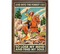 YAASIMOULE Y voy al bosque para perder la cabeza y encontrar el alma. Póster de vaquera montando.