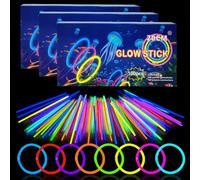 YAAVAAW 200 Barras Luminosas, Pulseras Fluorescentes y 200 Conectores, Neon Kits para Crear Collares Accesorios, Varillas Brillantes para, Fiesta, Nochevieja, Navidad, Boda, Cumpleaños, Halloween