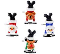 YAAVAAW 4 Piezas Navidad Juguetes de Cuerda para Niños,Bolsas de Navidad,Divertidos Juguetes Mecánicos Relojería,Alce y Papá Noel Que Caminan,Regalos de Fiesta Cumpleaños Rellenos de Calcetines