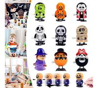 YAAVAAW 9 Piezas Halloween Juguetes de Cuerda para Niños,Bolsa de Fiesta,Divertidos Juguetes Mecánicos Relojería,Bruja Esqueleto Calabaza Que Caminan,Regalos de Fiesta Halloween Dulces Rellenos