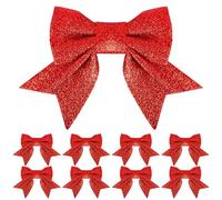 YAAVAAW Paquete de 8 lazos de Navidad de purpurina roja de 6 pulgadas, lazos rojos para decoración de árbol de Navidad, envoltorios de regalo, adornos, lazos de Navidad para coronas, guirnaldas, lazos