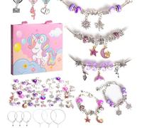 YAAVAAW Regalos de unicornio para niñas, pulsera, manualidades, niñas, juego de manualidades para niños a partir de 6 años, regalo de cumpleaños 4, 5, 6, 7, 8, 9 años (rosa) (morado)
