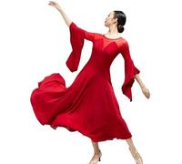 Yaaxinb Vestido de Baile de salón Moderno vals estándar para Mujer, Vestido de competición de Baile para actuaciones y competiciones de Danza,Rojo,3XL