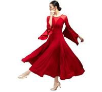 Yaaxinb Vestido de Baile de salón para Mujer, Profesional, Vestido de competición de vals Moderno, Vestidos de Baile de Salsa, Tango y Rumba,Rojo,3XL