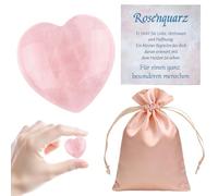 YAAYEELE Piedra Preciosa de 40 mm Hecha a Mano en Forma de corazón, Cuarzo Rosa, Piedra del Amor, Piedra de preocupación con Tarjeta y Mensaje, para San Valentín, cumpleaños, Cristal curativo.