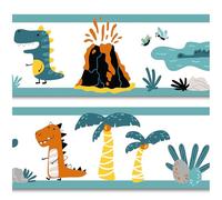 yabaduu Cenefa Decorativa para Habitación de Niños y Bebé - Adhesivo de Pared de 15 cm x 200 cm con Tema de Dinosaurios Y033