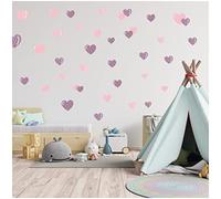 yabaduu Pegatina de pared personalizada acuarela animales con nombre, pegatina de pared para habitación infantil, habitación de bebé, sala de juegos, niña y niño Y037 (Sin nombre, 26 Corazones)