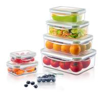 Yabano Contenedores de Alimentos con Tapa, Juego de 7 Recipientes Herméticos - Lunch Box sin BPA, A Prueba de Fugas, Aptos para Microondas/Lavavajillas