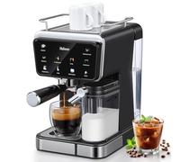 Yabano Máquina de café espresso, 20 bares, con espumador de leche automático de 500 ml, 6 bebidas, pantalla táctil a color, depósito de agua de 1,5 L, cafetera capuchino y latte, 1450 W
