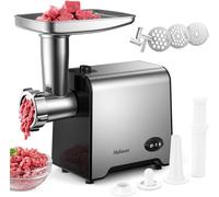 Yabano Picadora de Carne Eléctrica, Acero Inoxidable, 3 en 1 Profesional Máquina Picadora Carne con 3 Placas de Molienda, 1500W Max Motor de Cobre, Función Inversa