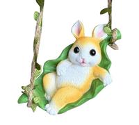 Yabauuop Decoración De Conejos | Ornamento De Jardín Que Representa Un Conejito En Una Hamaca De Resina,Estatua De Jardín - para Exterior Interior y Patio Hogar Paisaje Balcón