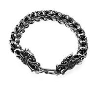 YABEME Pulsera de Dragón para Hombre, Plata de Ley 925, Cadena Nórdica Vikinga, Brazalete con Hebilla, Brazalete, Amuleto Celta Pagano, Regalo de Joyería,21cm