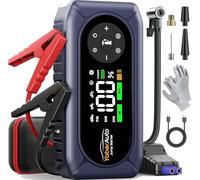 YaberAuto AP02 - Batería de arranque para coche con compresor de 150 psi, 4500 A, batería de arranque para 9,0 L de gasolina y motor diesel de 8,0 L, arrancador con 500 lúmenes, 4 modos de luz LED y