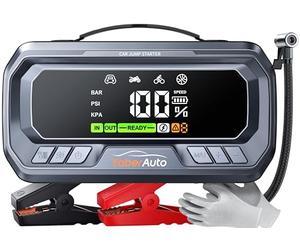 YaberAuto Batería de arranque con compresor, 160 PSI 6500 A, PD 65 W, 26800 mAh, arrancador para todo tipo de gasolina y motor diesel de 12,0 L, ayuda de arranque con luz de emergencia de 600 lúmenes
