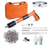 Yabingbos Pistola Clavos Manual con 5 Niveles Potencia Ajustable, Pistola Clavos Portátil con 120 Piezas Clavos Redondos para Techos, Tuberías, Instalación de Circuitos, Decoración Interiores