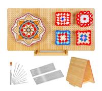 Yabound Granny Square - Tabla de bloqueo de 55 x 28 cm con 20 varillas de acero inoxidable y 9 agujas, para proyectos de punto y ganchillo