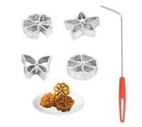 Yabound Juego de 4 moldes para galletas, de aleación de aluminio, moldes para galletas, DIY molde con tipo de estrella, mariposa, copo de nieve y hoja, moldes para tartas, pastelería, galletas