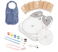 Yabound Juego de alfarería para niños, rueda de alfarero eléctrico, kit de manualidades para principiantes, rueda de cerámica con arcilla de cerámica, colores, pegatinas de diamantes, regalos para