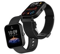 YABZOZ Correa de Repuesto de Metal de Acero Inoxidable Compatible con Amazfit GTS 4 Mini/GTS 3 / GTS/GTS 2 / GTS 2e / GTS 2 Mini/GTR 42 mm/Bip/Pop/Pop Pro Correa (Negro/Negro)
