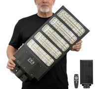 YACAISI Luz solar de calle de 6000 W al aire libre, 8500 K para estacionamiento comercial, luces impermeables del atardecer al amanecer, lámparas LED solares con sensor de movimiento de inundación de