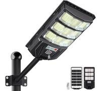 YACAISI Luz Solar Exterior para Calles, Lámpara de Estacionamiento Impermeable de 1200W con LED Grande y Sensor de Movimiento, Control Remoto, Iluminación Comercial de Seguridad Exterior de