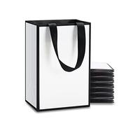 YACEYACE 20 mini bolsas de regalo de papel blanco y negro con asa para fiestas, cumpleaños, baby shower, venta al por menor, tienda, mercancía 13,3 x 9,5 x 20,3 cm