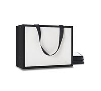 YACEYACE Bolsa de regalo para regalo, 10 bolsas de papel blanco y negro de 10.5 x 4.25 x 8 pulgadas con cinta, para bodas, cumpleaños, baby shower