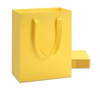 YACEYACE Bolsas de regalo amarillas, 10 bolsas de regalo medianas de 8 x 10 pulgadas con asas, bolsa de papel kraft amarilla, bolsa de papel gruesa para fiestas, cumpleaños, botique, venta al por