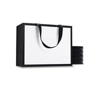 YACEYACE Bolsas de regalo blancas a granel, 20 bolsas de regalo de 10.5 x 4.25 x 8 pulgadas, tamaño mediano, bolsas de regalo blancas con asas de cinta, bolsas de cumpleaños, bolsas de fiesta, bolsas