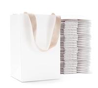 YACEYACE - Bolsas de regalo blancas de tamaño pequeño, 40 bolsas de regalo de papel blanco de 5.25 x 3.75 x 8 pulgadas, con asas de cinta, bolsas de fiesta, bolsas de venta al por menor