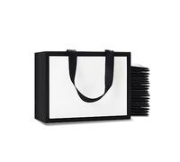 YACEYACE Bolsas de regalo blancas y negras a granel, 20 bolsas de regalo pequeñas de 8 x 3.75 x 6 pulgadas con asas de cinta, bolsas de regalo para fiestas, bodas, cumpleaños, compras, venta al por