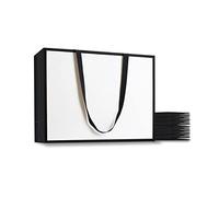 YACEYACE - Bolsas de regalo de 40,6 x 15,2 x 30,5 cm, color blanco y negro, con asas de cinta, bolsas de regalo de papel kraft blanco con asas - Bolsas de regalo para fiestas, bodas, cumpleaños