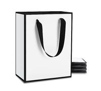 YACEYACE - Bolsas de regalo de tamaño mediano, 10 bolsas de regalo de 8 x 4.25 x 10.5 pulgadas, bolsas de regalo en blanco y negro a granel con asas de cinta, bolsas de regalo de papel, bolsas de