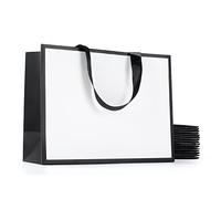 YACEYACE Bolsas de regalo en blanco y negro, 20 bolsas de regalo de 10.5 x 4.25 x 8 pulgadas, asas de cinta a granel, bolsas de regalo para bodas, cumpleaños, fiestas, botique