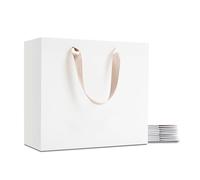 YACEYACE Bolsas de regalo grandes blancas a granel, 10 bolsas de regalo de papel grandes de 12.5 x 4.5 x 11 pulgadas, bolsas de regalo grandes con asas de cinta, bolsas de papel grandes para envolver