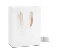 YACEYACE Bolsas de regalo grandes blancas con asas a granel, 10 bolsas de regalo de papel grandes de 10 x 5 x 13 pulgadas, bolsas de regalo grandes para boutique, mercancía, venta al por menor