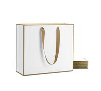 YACEYACE Bolsas de regalo grandes blancas y doradas con asas, 10 bolsas de regalo grandes de 12.5 x 4.5 x 11 pulgadas, bolsas de regalo a granel, bolsas de regalo de boutique para compras, minoristas,