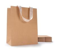 YACEYACE - Bolsas de regalo marrones con asas, 20 bolsas de regalo de papel kraft de tamaño mediano de 8 x 4.25 x 10.5 pulgadas para fiestas, cumpleaños, baby shower, boda, compras, venta al por
