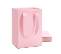 YACEYACE Bolsas de regalo pequeñas, 10 bolsas de regalo pequeñas de 5.25 x 3.75 x 8 pulgadas, bolsa de papel kraft con asas a granel, bolsa de papel rosa para el día de la madre, día de la mujer