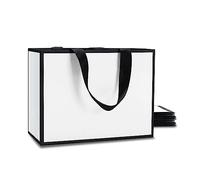 YACEYACE - Bolsas de regalo pequeñas (10 unidades), color blanco y negro con asa de cinta para fiestas, cumpleaños, baby shower, bodas, compras, venta al por menor