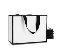 YACEYACE - Bolsas de regalo pequeñas a granel, 20 unidades de 8 x 3.75 x 6 pulgadas, bolsas de regalo pequeñas en blanco y negro con asa de cinta, pequeñas bolsas de regalo para boda, fiesta, venta al