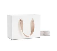 YACEYACE Bolsas pequeñas de regalo blancas, 10 bolsas de regalo de tamaño pequeño de 8 x 3.75 x 6 pulgadas, bolsas de regalo pequeñas, bolsas de regalo, bolsas de golosinas, bolsas de mercancía,
