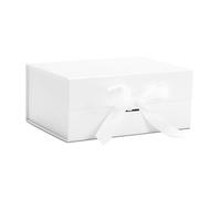 YACEYACE Caja de regalo blanca mediana, 1 caja dura para envolver regalos con tapas, caja de regalo para envolver, regalos, cumpleaños, 11.4 x 8.6 x 4.1 pulgadas