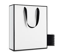 YACEYACE grandes bolsas de regalo blancas y negras, 20 unidades, 27,9 x 10,2 x 33 cm, bolsas de regalo grandes con asas de lazo, bolsas de regalo de papel gruesas, bolsas grandes de papel para la